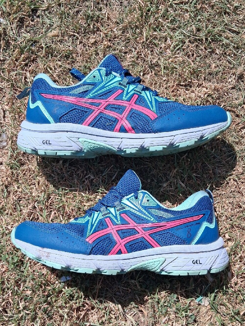 ASICS Gel Venture 8 Women's Blue Shoes with Pink Accents - Picture 2 of 12